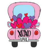 Valentine pink truck